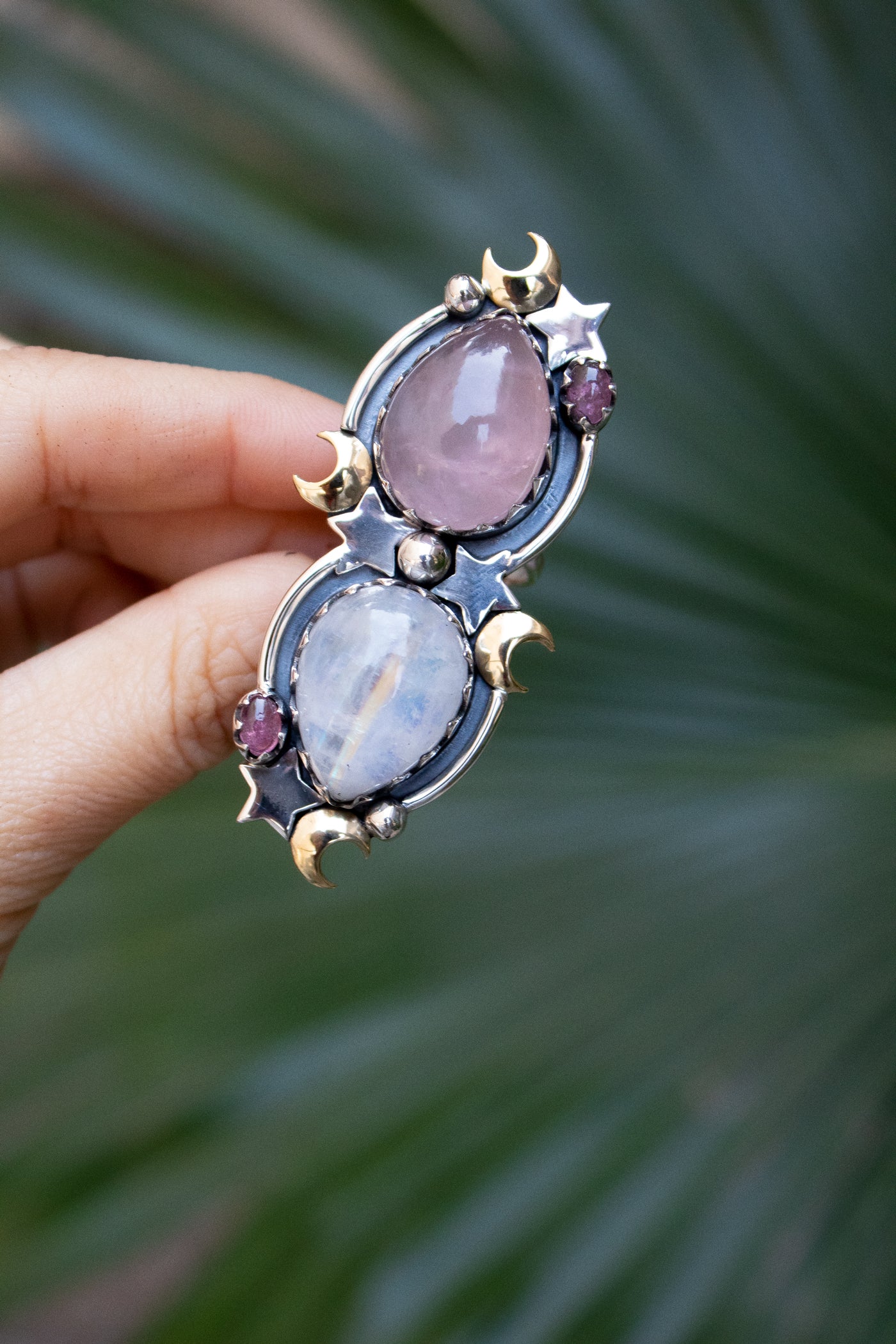 Moonlit Duo — Rose Quartz & Moonstone Ring, AR-7734