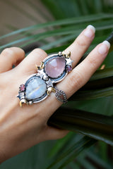 Moonlit Duo — Rose Quartz & Moonstone Ring, AR-7734