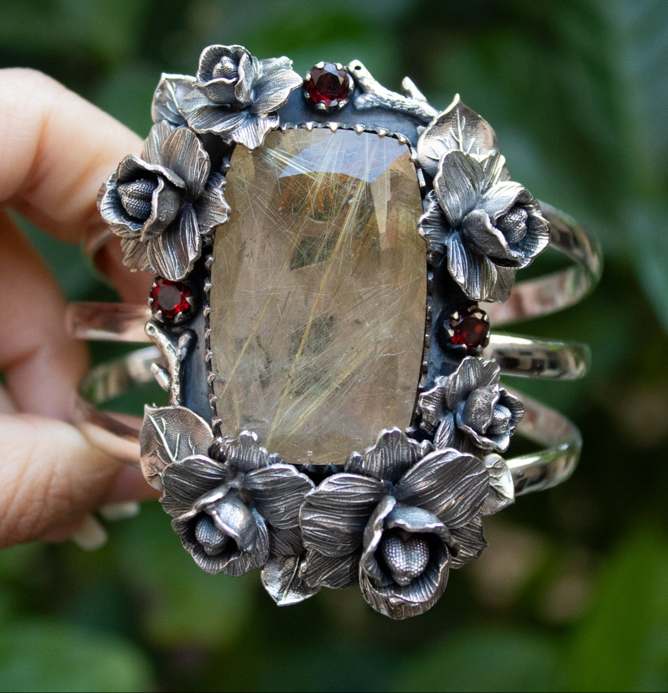 The Golden Radiance- Rutilated Quartz Cuff Bracelet AB-7282