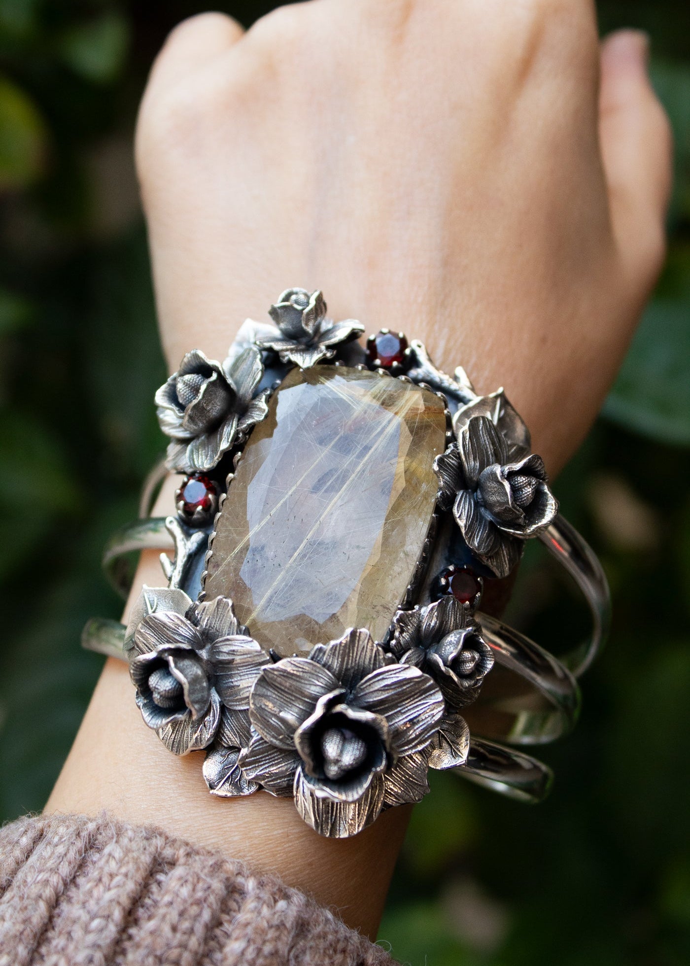 The Golden Radiance- Rutilated Quartz Cuff Bracelet AB-7282