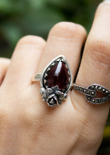 Petite Floral Radiance Garnet Ring, AR-6912