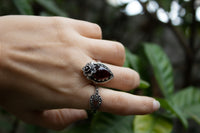 Petite Floral Radiance Garnet Ring, AR-6912