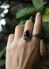 Petite Floral Radiance Garnet Ring, AR-6912