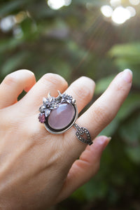 Dusky Bloom — Rose Quartz & Pink Tourmaline Floral Ring, AR-7736