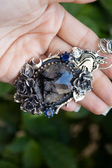Lunar Sentinel: Black Rutilated Quartz Pendant, AP-7624