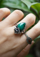 Petite Floral Radiance Malachite Ring, AR-6913