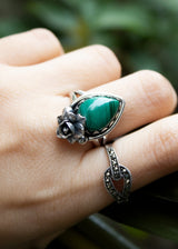 Petite Floral Radiance Malachite Ring, AR-6913