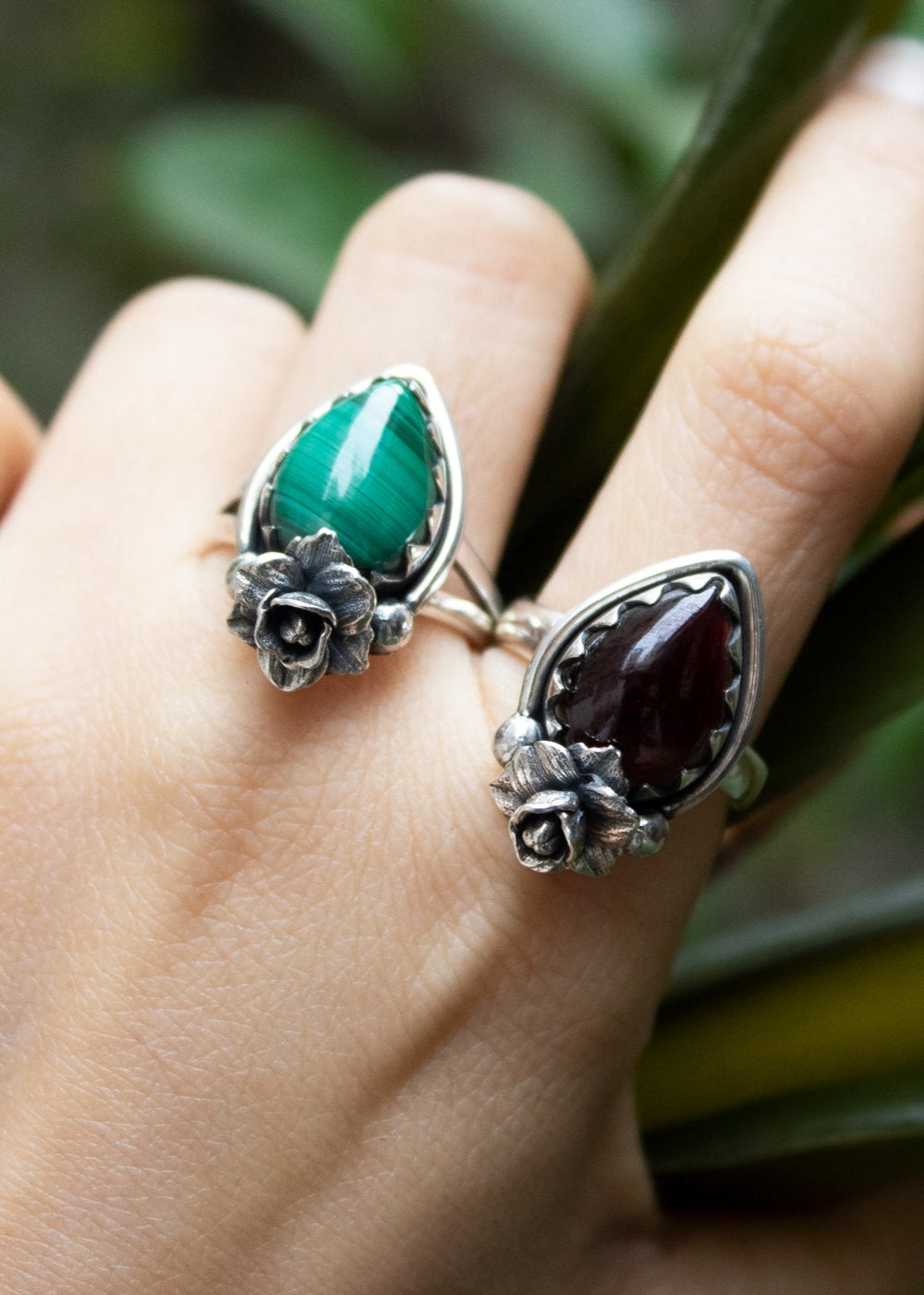 Petite Floral Radiance Malachite Ring, AR-6913