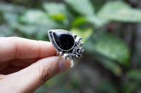 Black Onyx Floral Ring