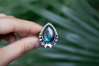 Bague en forme de marquise labradorite, AR-6708