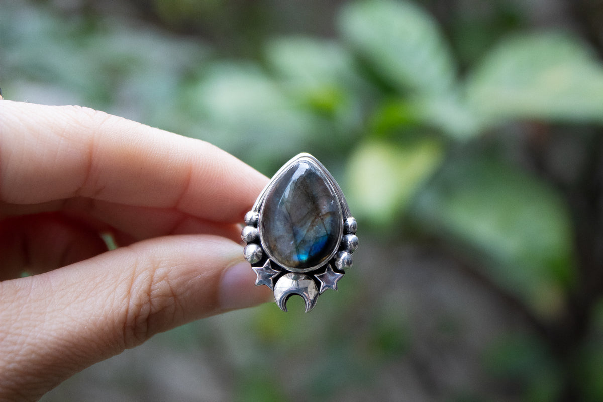 Bague en forme de marquise labradorite, AR-6708