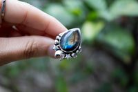 Bague en forme de marquise labradorite, AR-6708