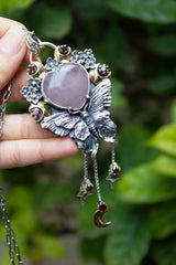 Rose Quartz Heart Pendant, AP-7742