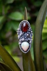 Hessonite, Opal & Butterfly Garden Ring, AR- 7749