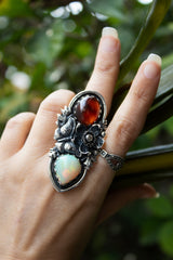 Hessonite, Opal & Butterfly Garden Ring, AR- 7749
