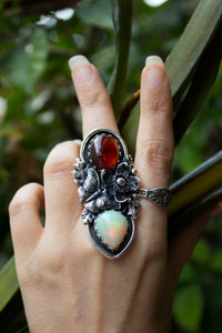 Hessonite, Opal & Butterfly Garden Ring, AR- 7749