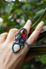 Hessonite, Opal & Butterfly Garden Ring, AR- 7749