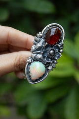 Hessonite, Opal & Butterfly Garden Ring, AR- 7749