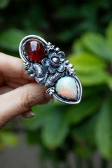 Hessonite, Opal & Butterfly Garden Ring, AR- 7749
