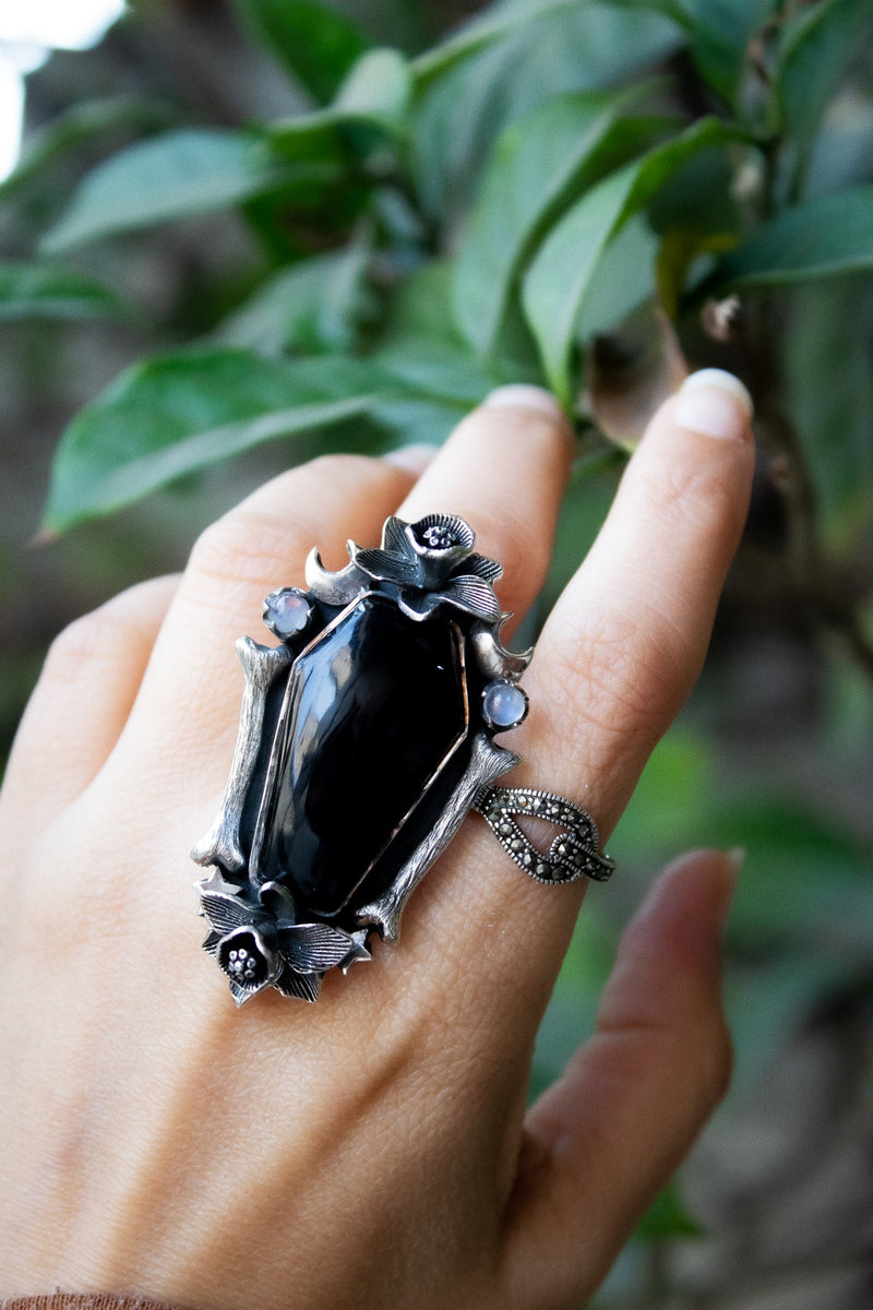 Coffin Black Onyx Ring, AR-6909