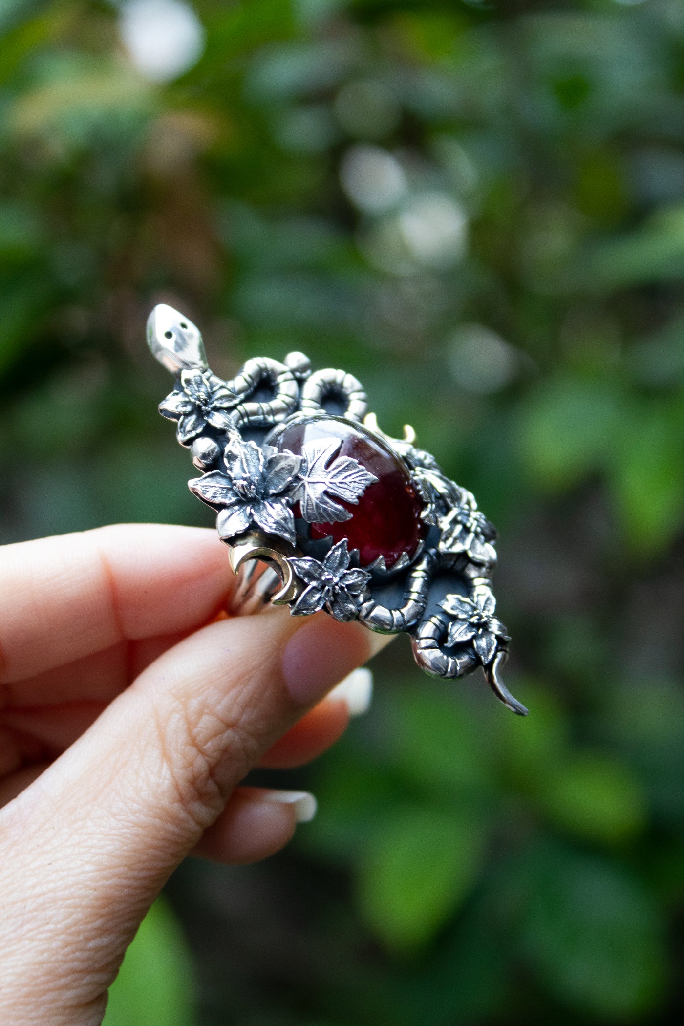 Serpent Garden — Hessonite Garnet Statement Ring, AR- 7750