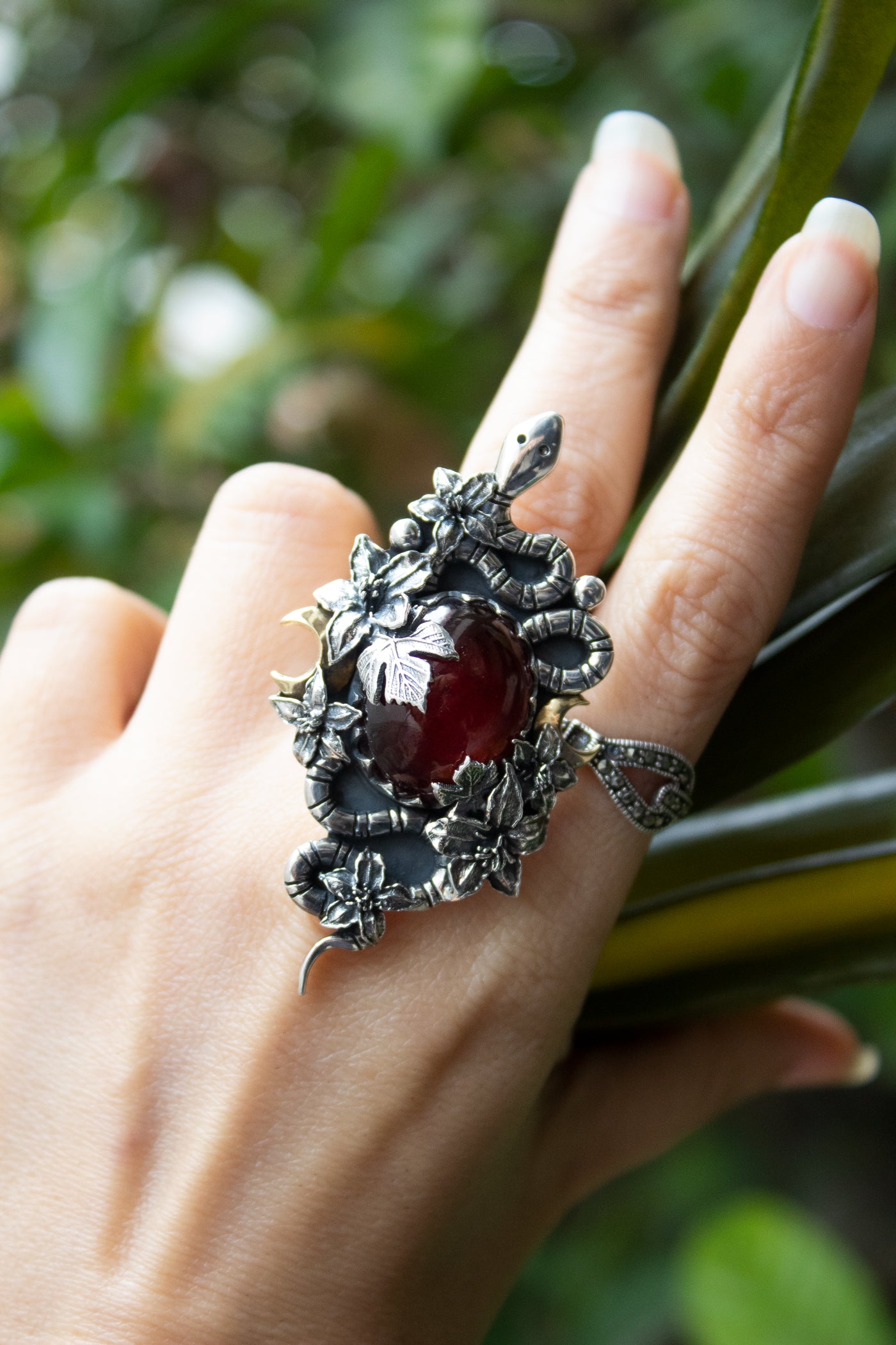Serpent Garden — Hessonite Garnet Statement Ring, AR- 7750