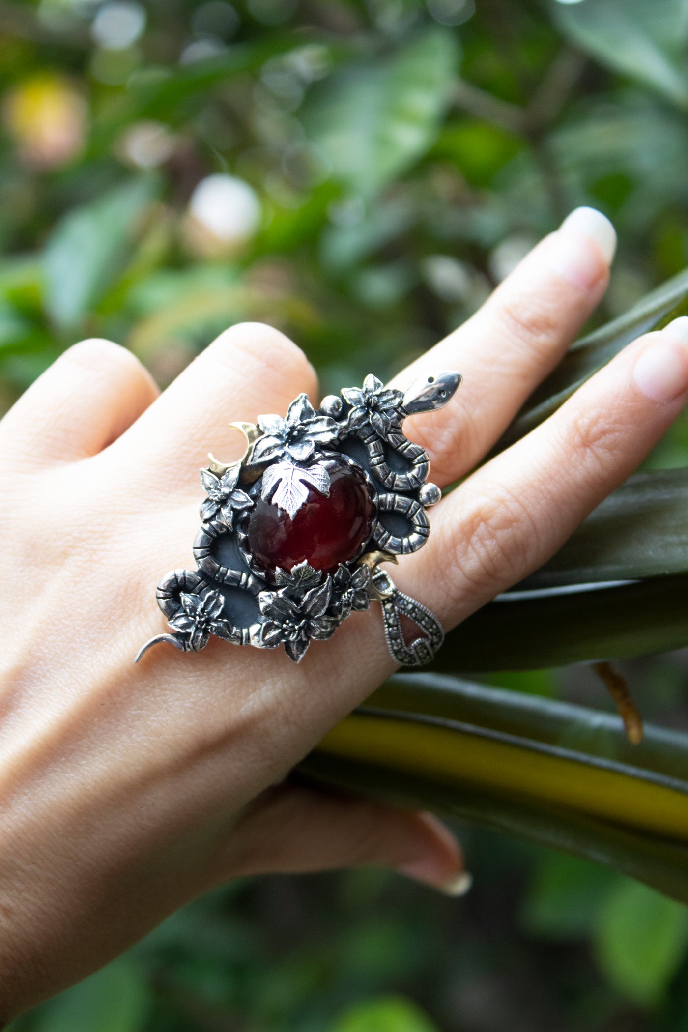 Serpent Garden — Hessonite Garnet Statement Ring, AR- 7750