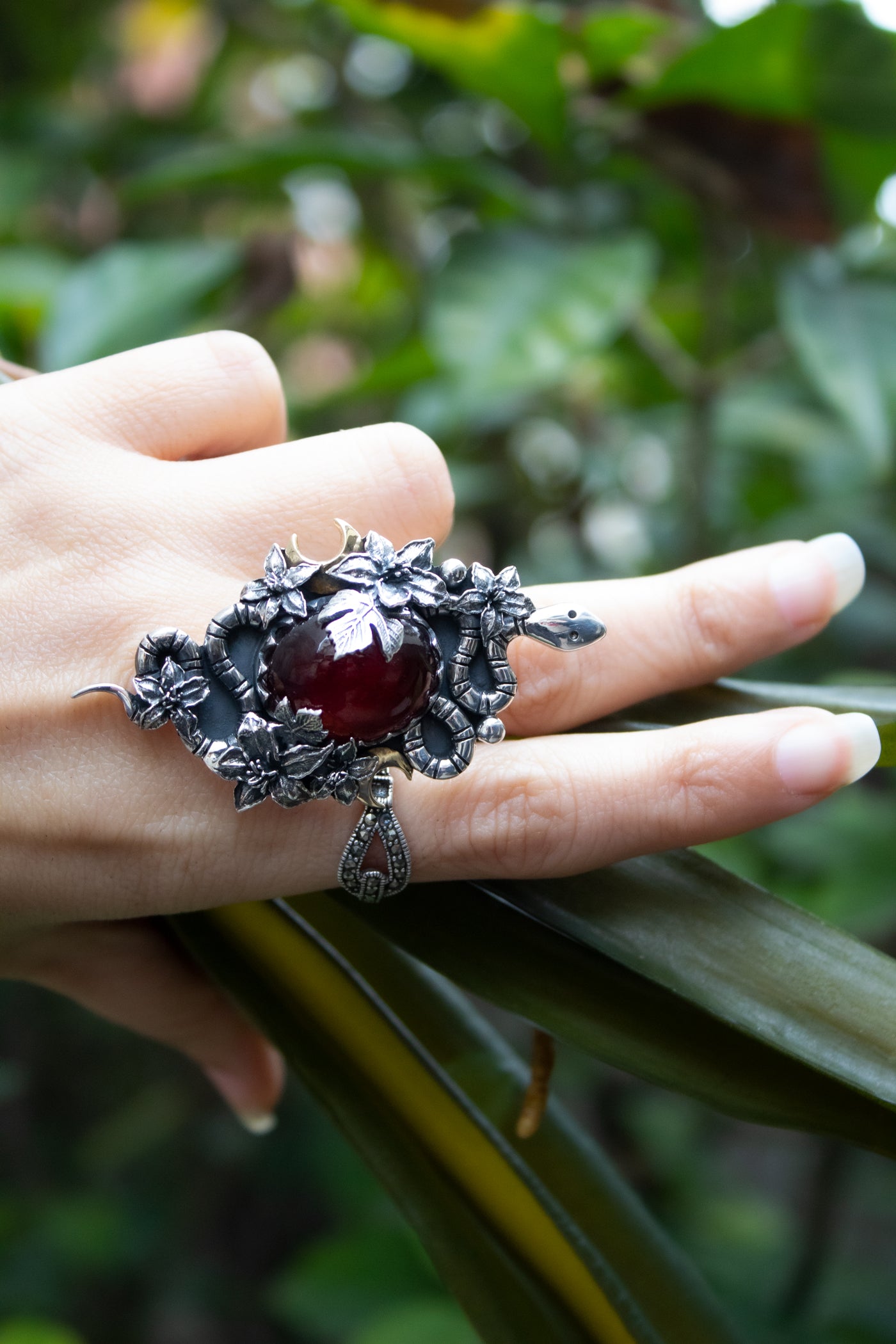 Serpent Garden — Hessonite Garnet Statement Ring, AR- 7750