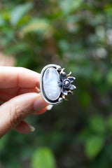 Moon Bloom — Moonstone & Crescent Garden Ring, AR-7751