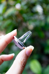 Blush Moon Garden — Rose Quartz Crescent Ring, AR-7752