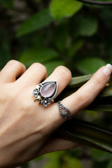 Starlit Blush — Rose Quartz Crescent & Star Ring, AR-7753