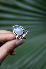 Celestial Petal — Moonstone Crescent Ring, AR-7755