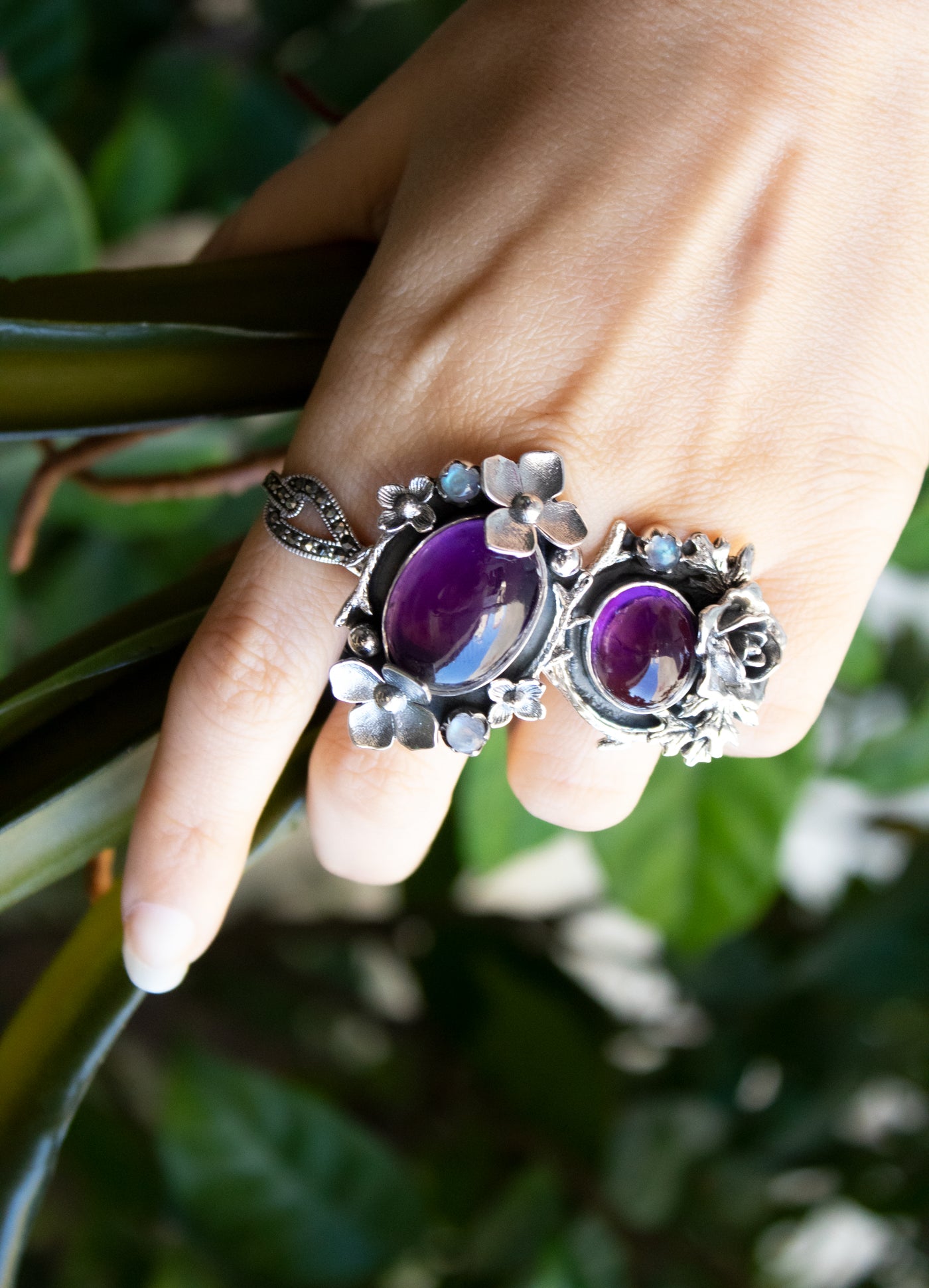 Moonlit Bloom: Amethyst Ring, AR-7319