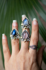 Celestial Petal — Moonstone Crescent Ring, AR-7755