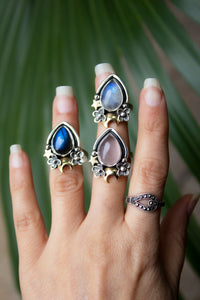 Celestial Petal — Moonstone Crescent Ring, AR-7755