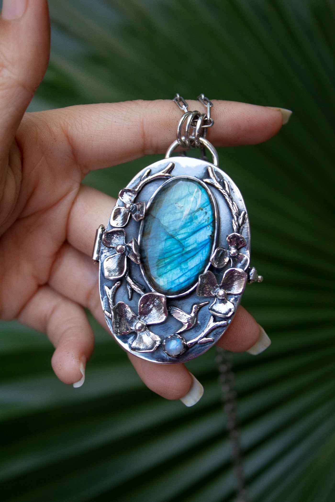 Bloom in Chaos Labradorite Locket Pendant, AP-7756