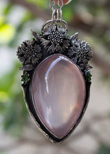 Trio of Blossoms- Rose Quartz Pendant, AP-6919