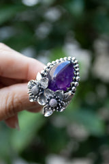 Violet Bloom: Amethyst Floral Ring, AR-7305