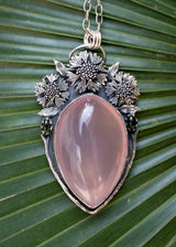 Trio of Blossoms- Rose Quartz Pendant, AP-6919