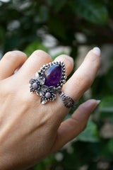 Violet Bloom: Amethyst Floral Ring, AR-7305