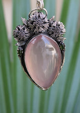 Trio of Blossoms- Rose Quartz Pendant, AP-6919