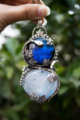 Enchanted Duo: Labradorite & Moonstone Pendant, AP-7303