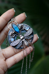 Labradorite & Moonstone Bee Pendant, AP-7310