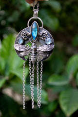 Labradorite & Moonstone Bee Pendant, AP-7310