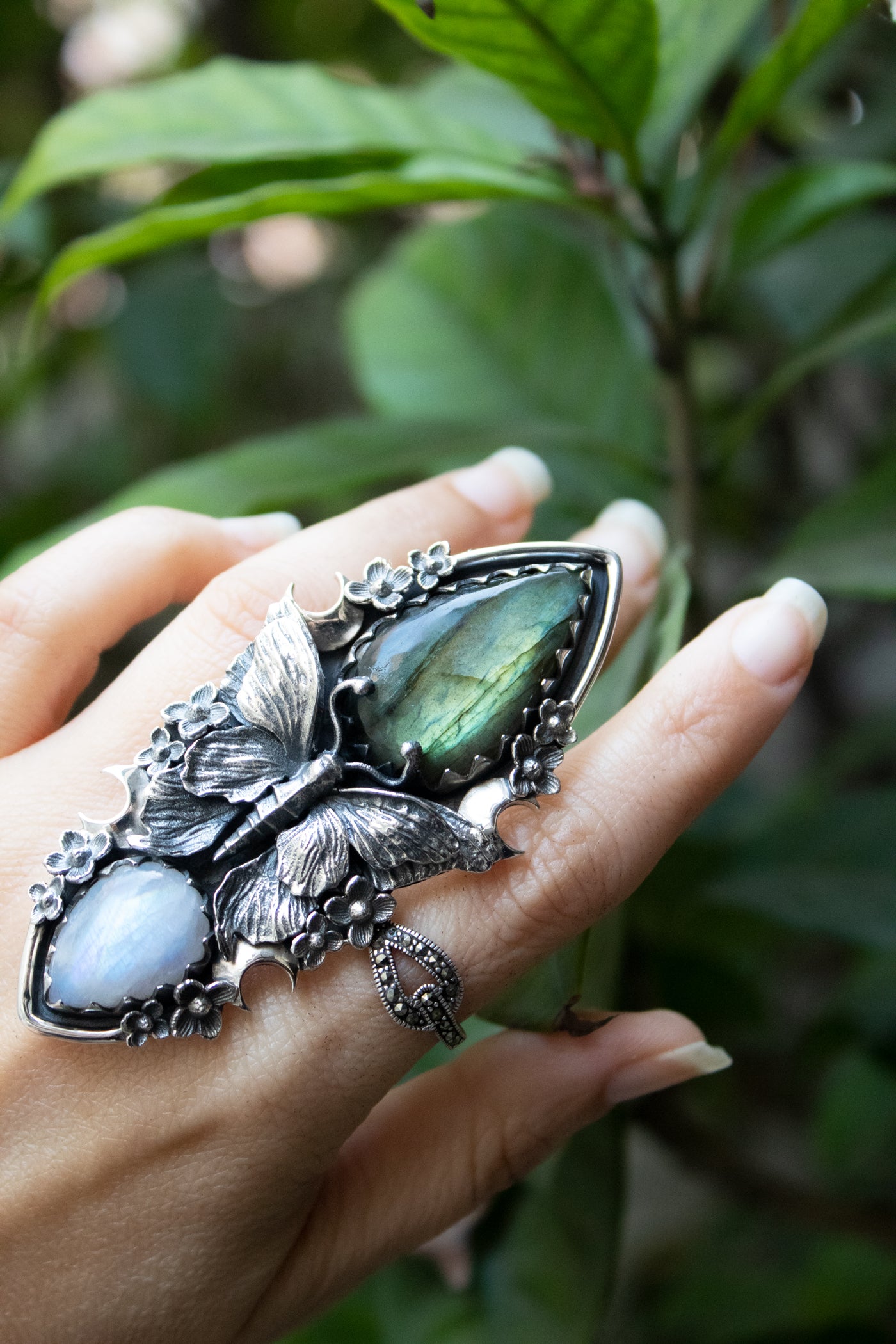 Moonlit Metamorphosis Butterfly Ring, AR-7762