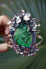 Enchanted Garden: Handcrafted Monarch Opal Cuff Bracelet AB-7341