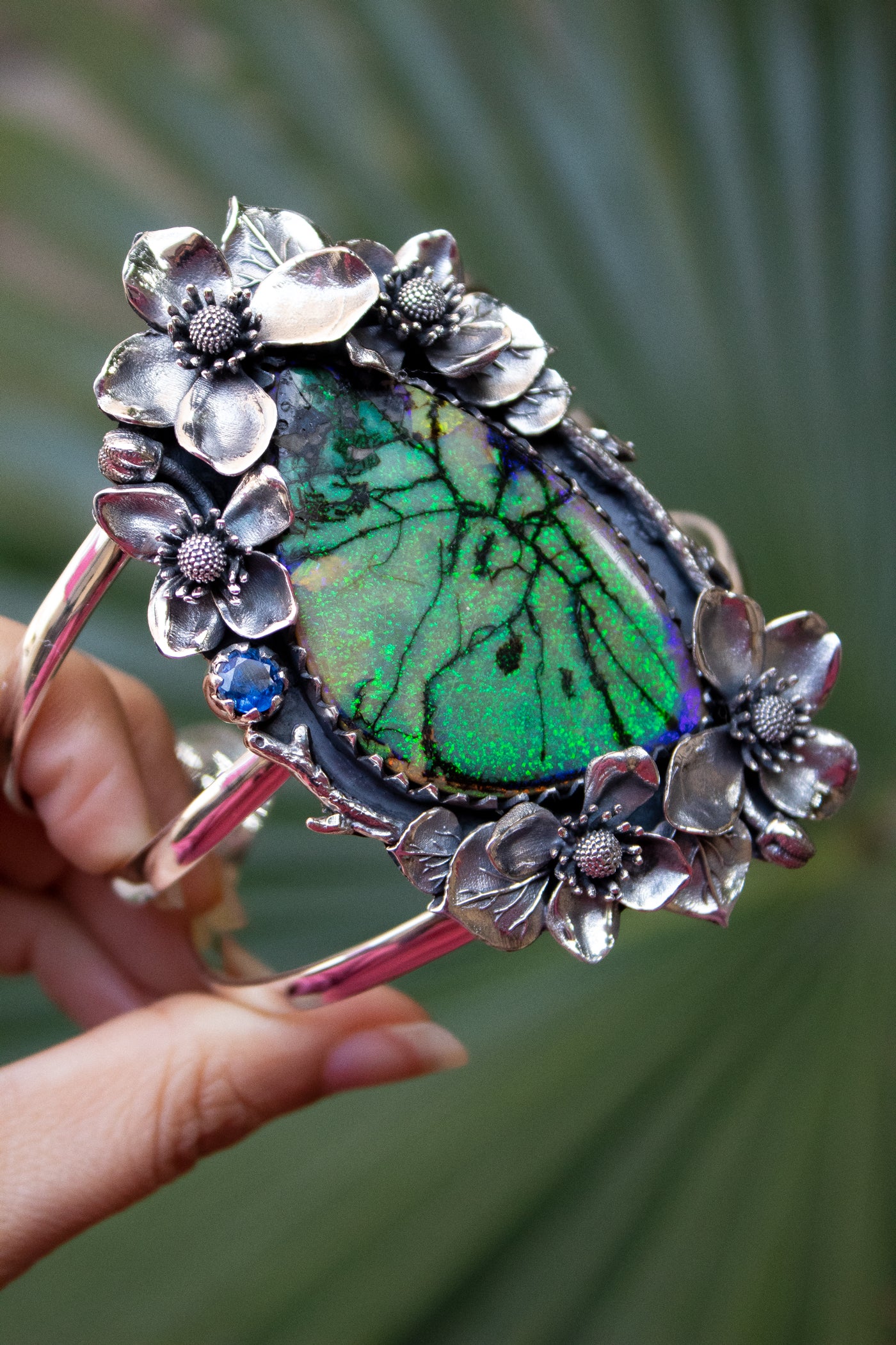 Enchanted Garden: Handcrafted Monarch Opal Cuff Bracelet AB-7341