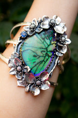 Enchanted Garden: Handcrafted Monarch Opal Cuff Bracelet AB-7341