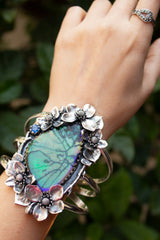 Enchanted Garden: Handcrafted Monarch Opal Cuff Bracelet AB-7341