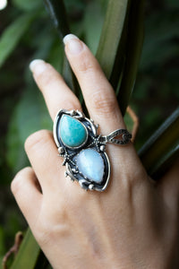 Ocean Moon — Moonstone & Larimar Ring, AR- 7771